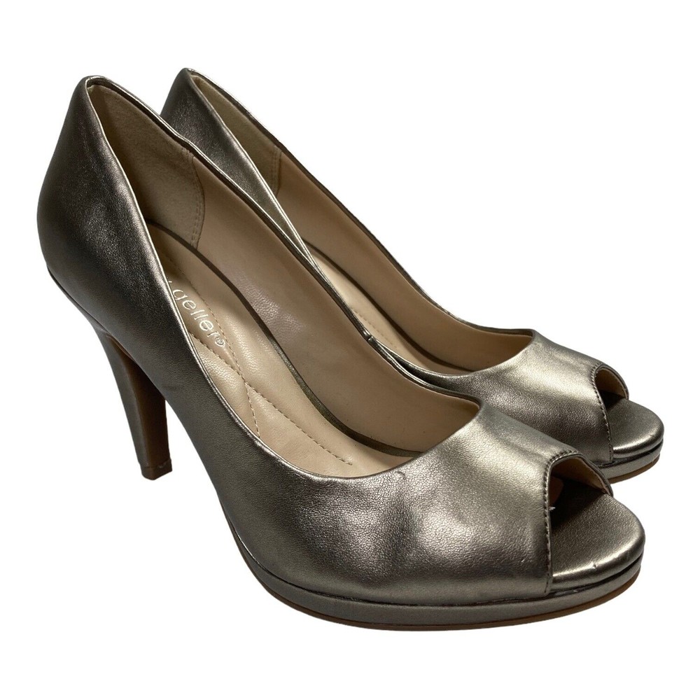 Andrew Geller Taya Old Silver Metallic Womens 6M Platform Heels Pumps New